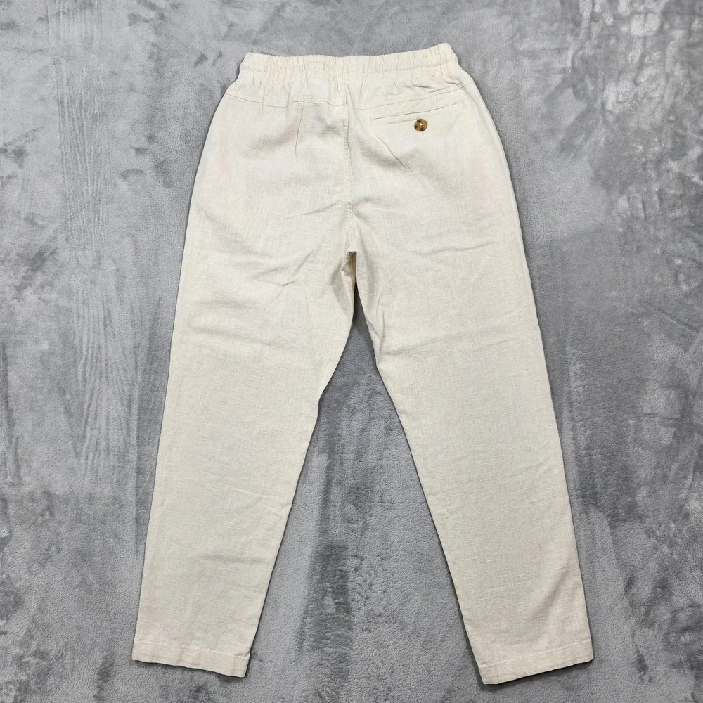 Cotton On Pants Mens S Ivory East Coast Textured Linen Chino Relaxed Summer